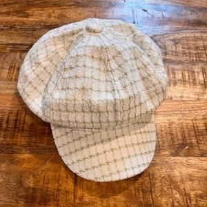 Gold Metallic Plaid Paperboy Hat NWOT